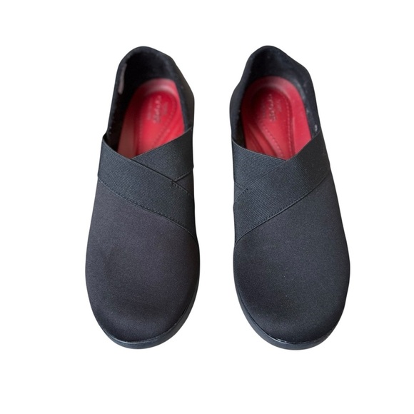 Crocs Womens 9 Busy Day Dual Comfort Black Stretch Wedge Shoes Work Office Comfy - Picture 3 of 10